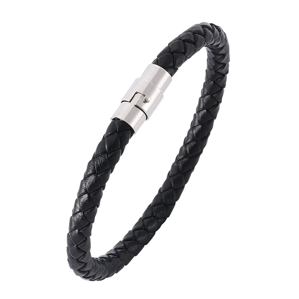 Pulseira de Couro Trançado Masculina - Classic