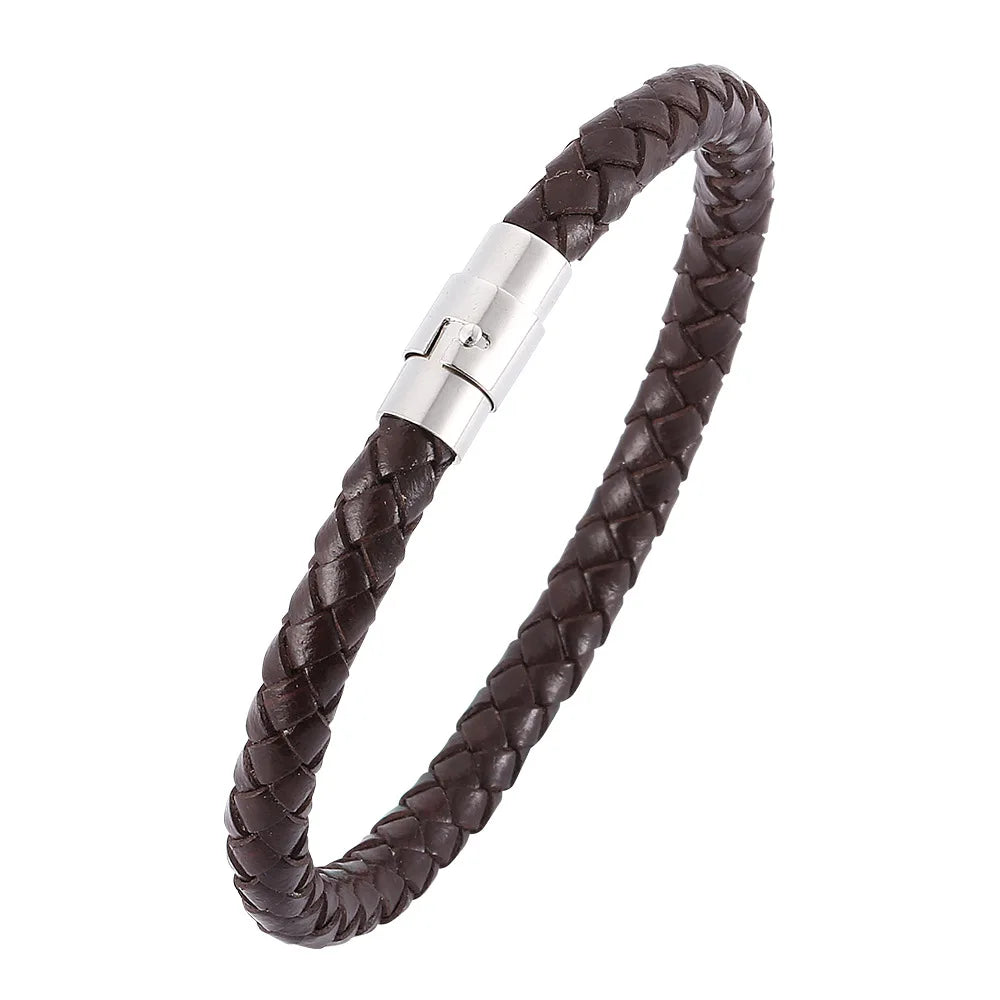 Pulseira de Couro Trançado Masculina - Classic