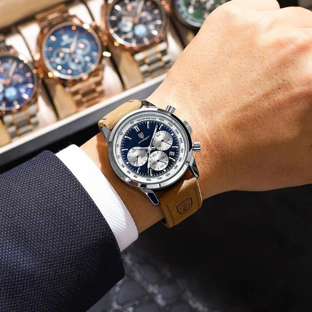 Relógio Masculino POEDAGAR 921 com Pulseira de Couro