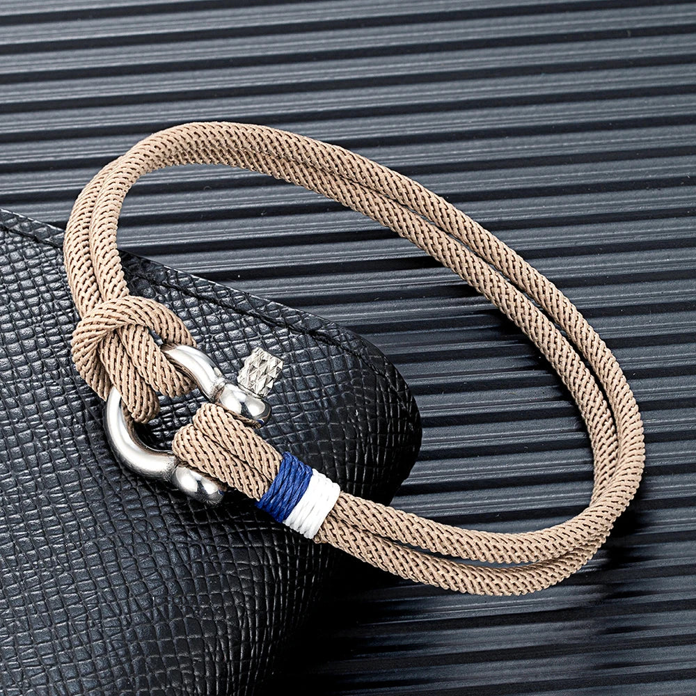 Pulseira Masculina de Corda Trançada - Navy Steel