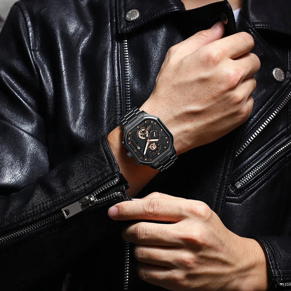Relógio Masculino em Aço Inoxidável - July Cronógrafo Militar Quartz