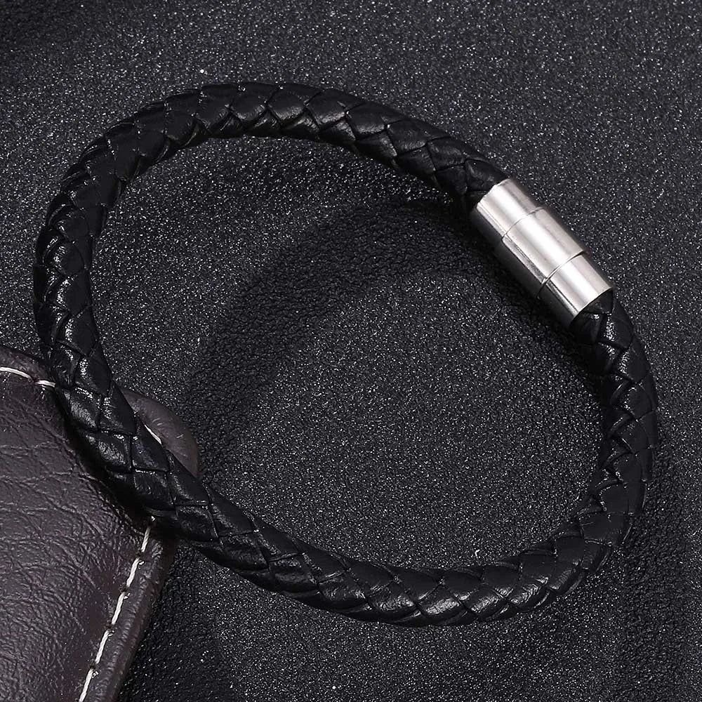 Pulseira de Couro Trançado Masculina - Classic